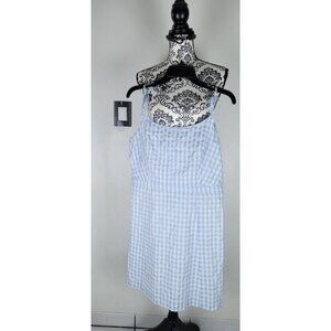 Madewell Sundress Women’s Size 14 Sleeves Plaid White/Blue Lined Midi